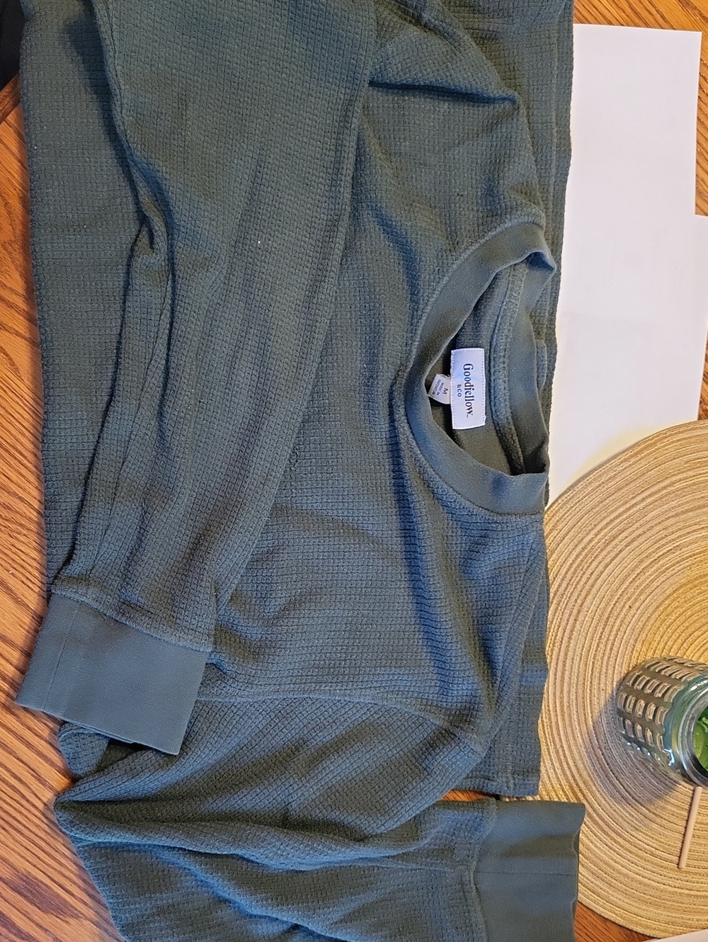 Goodfellow & Co Olive Waffle Thermal Crewneck